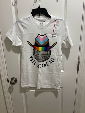 Brand New Celebrate Pride 'Y'all Means All' Rainbow Cowboy Tee LGBTQ